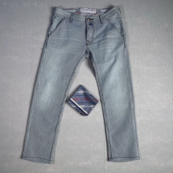 Jacob‎ Cohen J613 Comfort Jean Men 34W 29L Stripe With Pocket Square